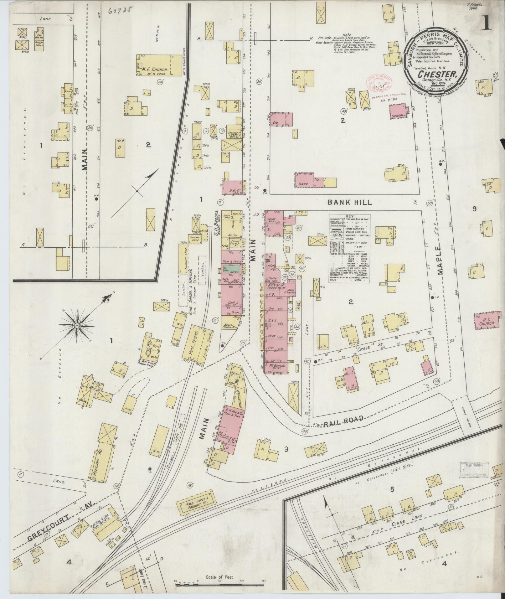 Sanborn Fire Insurance Map from Chester, Orange County, New York. (1894) – Historic Sanborn Fire Insurance Map Print