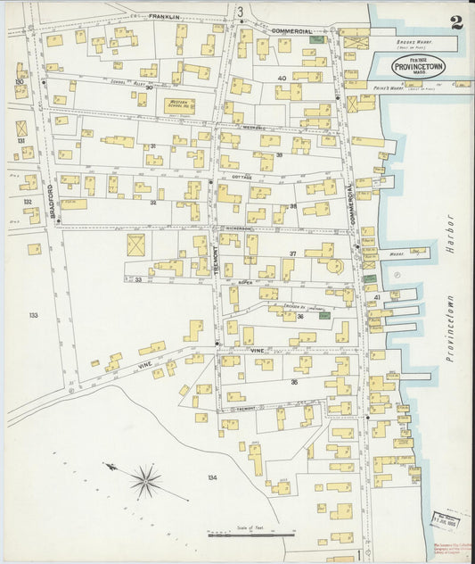 Sanborn Fire Insurance Map from Provincetown, Barnstable County, Massachusetts (1902), Sheet #0002 - Historic Sanborn Fire Insurance Map Print, vintage old map wall art, antique decor, genealogy gift, Massachusetts Massachusetts map