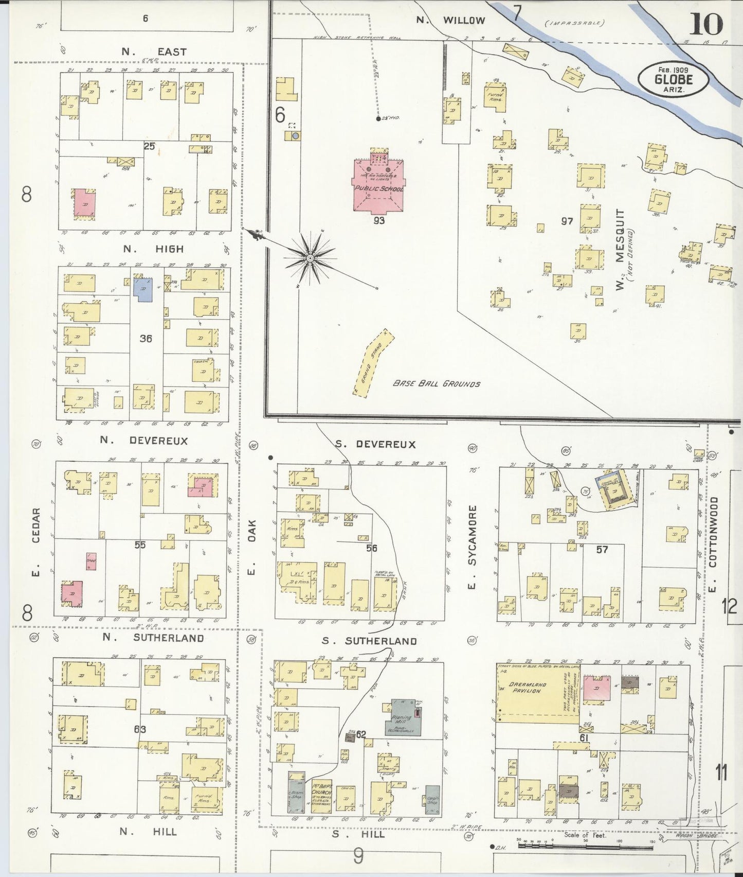 Sanborn Fire Insurance Map from Globe, Gila County, Arizona (1909), Sheet #0010 - Complete Map Set gallery image, historic Sanborn map, vintage wall art, Arizona Arizona