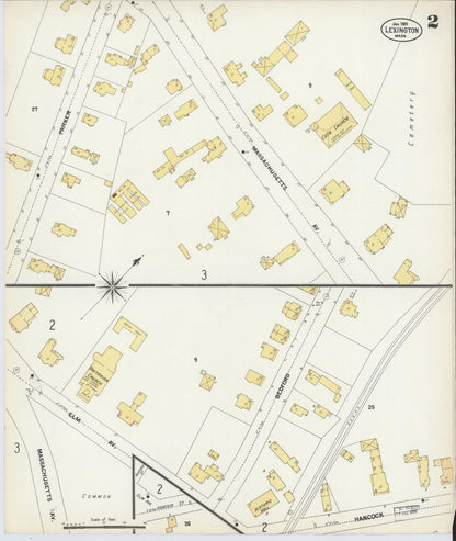 Sanborn Fire Insurance Map from Lexington, Middlesex County, Massachusetts (1903), Sheet #0002 - Historic Sanborn Fire Insurance Map Print, vintage old map wall art, antique decor, genealogy gift, Massachusetts Massachusetts map