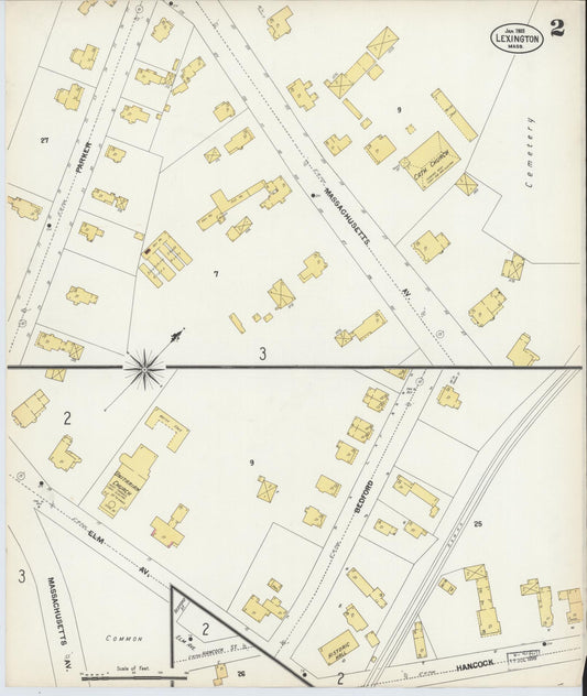 Sanborn Fire Insurance Map from Lexington, Middlesex County, Massachusetts (1903), Sheet #0002 - Historic Sanborn Fire Insurance Map Print, vintage old map wall art, antique decor, genealogy gift, Massachusetts Massachusetts map
