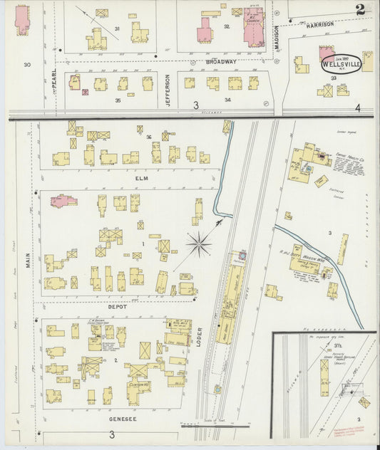 Sanborn Fire Insurance Map from Wellsville, Allegany County, New York (1897), Sheet #0002 - Historic Sanborn Fire Insurance Map Print, vintage old map wall art, antique decor, genealogy gift, New York New York map