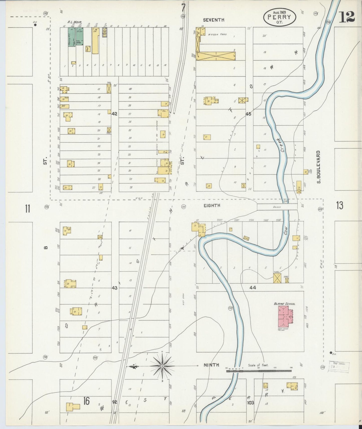 Sanborn Fire Insurance Map from Perry, Noble County, Oklahoma (1903), Sheet #0012 - Complete Map Set gallery image, historic Sanborn map, vintage wall art, Oklahoma Oklahoma
