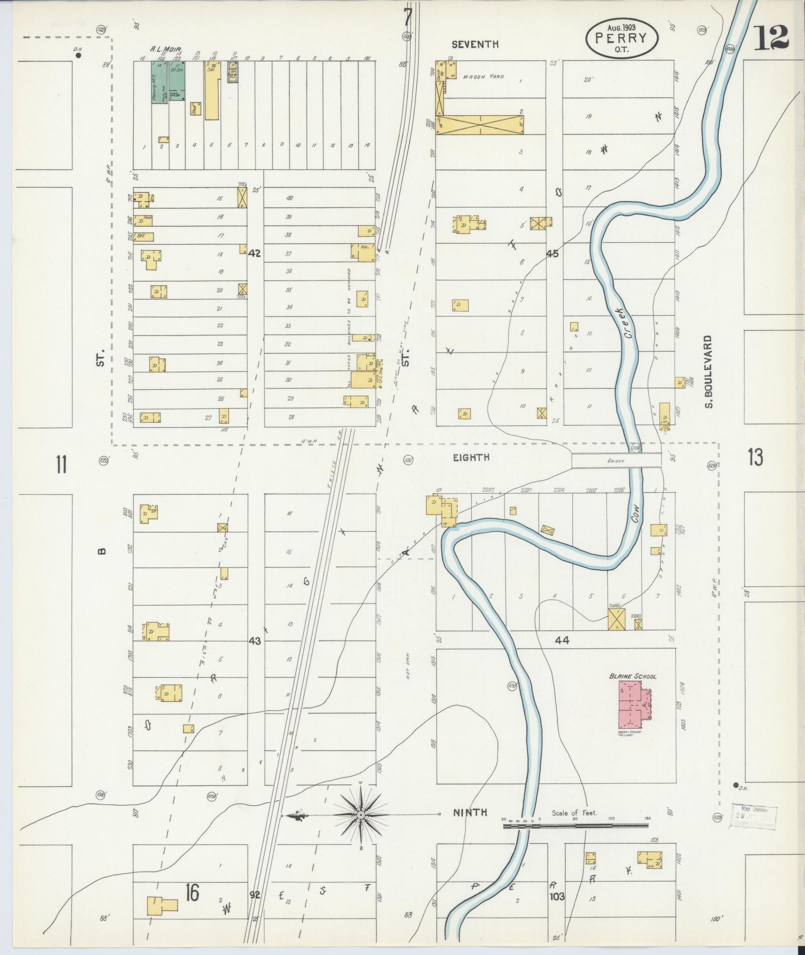 Sanborn Fire Insurance Map from Perry, Noble County, Oklahoma (1903), Sheet #0012 - Complete Map Set gallery image, historic Sanborn map, vintage wall art, Oklahoma Oklahoma