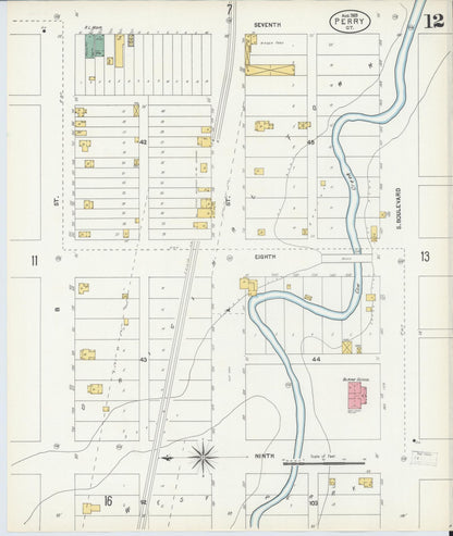 Sanborn Fire Insurance Map from Perry, Noble County, Oklahoma (1903), Sheet #0012 - Complete Map Set gallery image, historic Sanborn map, vintage wall art, Oklahoma Oklahoma