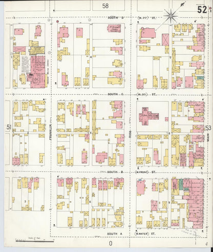 Sanborn Fire Insurance Map from Hamilton, Butler County, Ohio (1899), Sheet #0052 - Historic Sanborn Fire Insurance Map Print, vintage old map wall art, antique decor, genealogy gift, Ohio Ohio map
