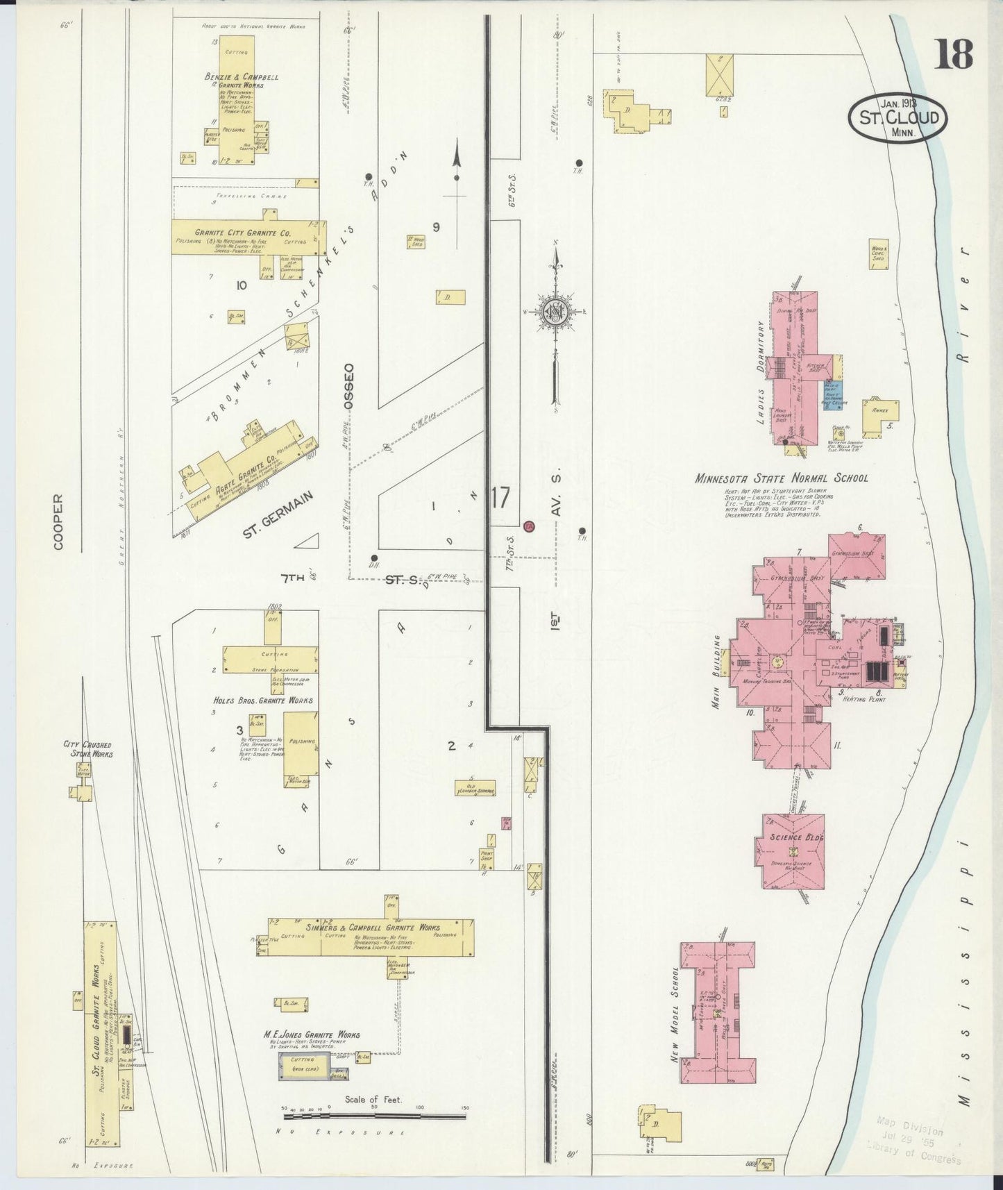 Sanborn Fire Insurance Map from Saint Cloud, Stearns, Benton, and Sherburne Counties, Minnesota (1913), Sheet #0018 - Complete Map Set gallery image, historic Sanborn map, vintage wall art, Minnesota Minnesota