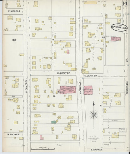 Sanborn Fire Insurance Map from Springfield, Greene County, Missouri (1891), Sheet #0014 - Complete Map Set gallery image, historic Sanborn map, vintage wall art, Missouri Missouri