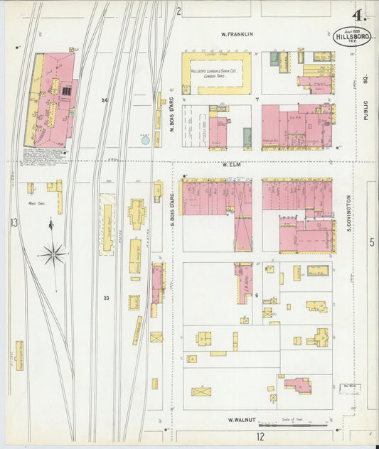 Sanborn Fire Insurance Map from Hillsboro, Hill County, Texas (1900), Sheet #0004 - Historic Sanborn Fire Insurance Map Print, vintage old map wall art, antique decor, genealogy gift, Texas Texas map