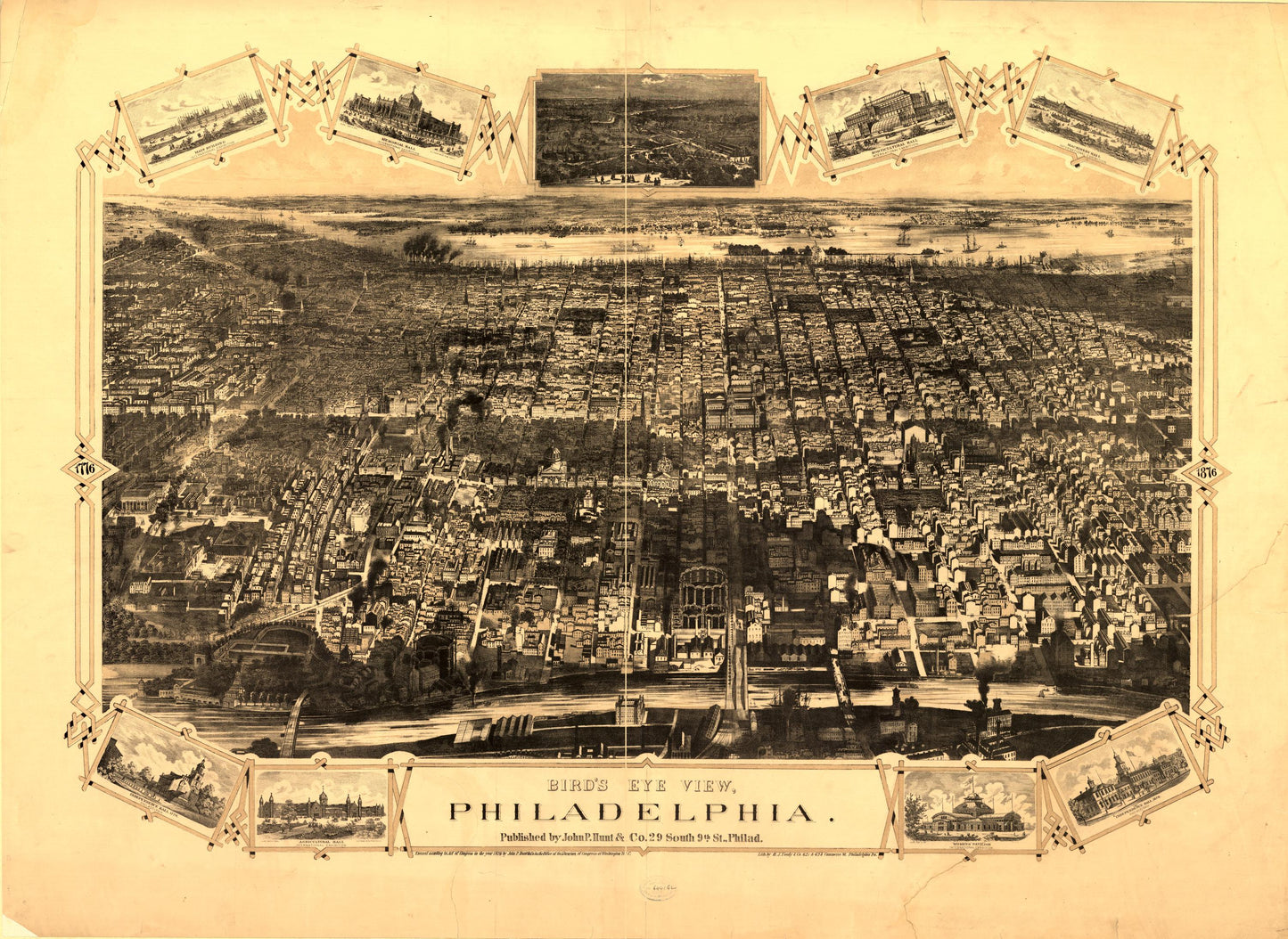 Bird's eye view, Philadelphia (1876) – Historic Bird’s-Eye View Panorama Print