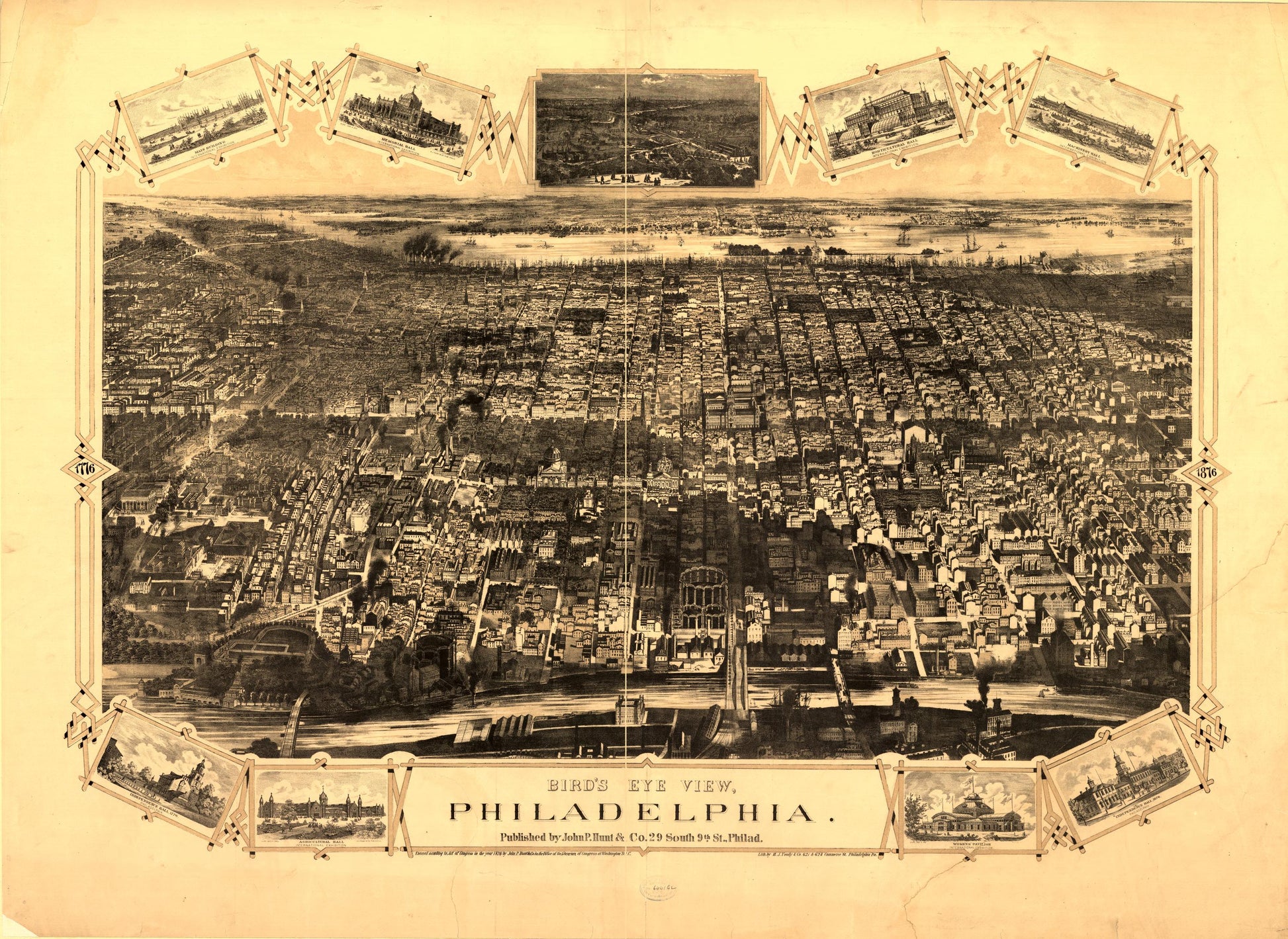Bird's eye view, Philadelphia (1876) – Historic Bird’s-Eye View Panorama Print