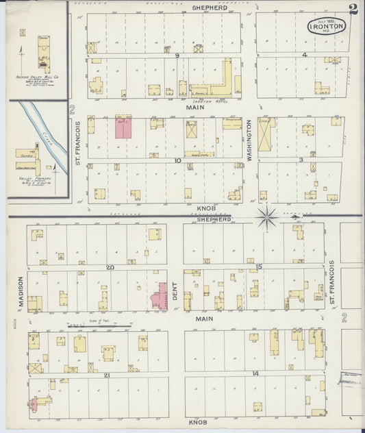 Sanborn Fire Insurance Map from Ironton, Iron County, Missouri (1893), Sheet #0002 - Historic Sanborn Fire Insurance Map Print, vintage old map wall art, antique decor, genealogy gift, Missouri Missouri map