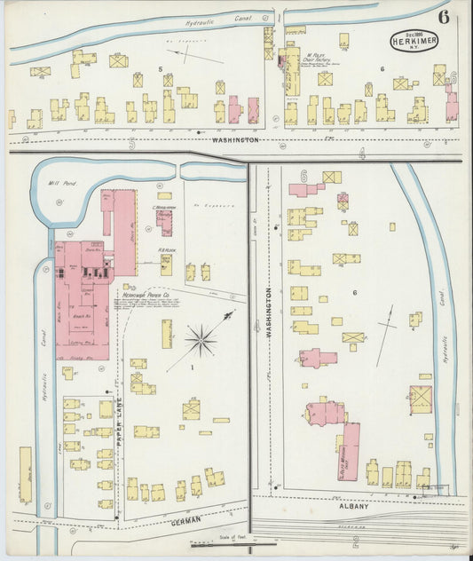 Sanborn Fire Insurance Map from Herkimer, Herkimer County, New York (1895), Sheet #0006 - Historic Sanborn Fire Insurance Map Print, vintage old map wall art, antique decor, genealogy gift, New York New York map