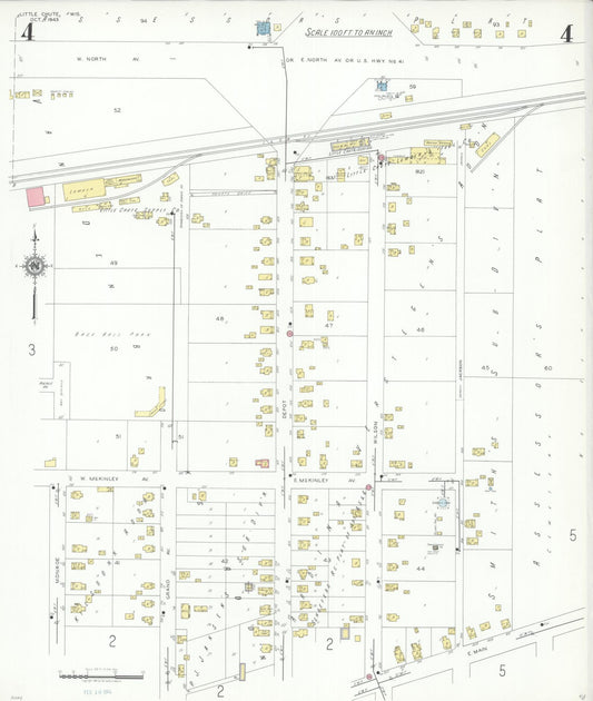 Sanborn Fire Insurance Map from Little Chute, Outagamie County, Wisconsin (1943), Sheet #0004 - Historic Sanborn Fire Insurance Map Print, vintage old map wall art, antique decor, genealogy gift, Wisconsin Wisconsin map
