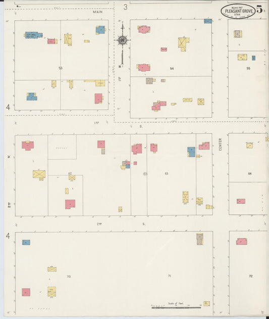 Sanborn Fire Insurance Map from Pleasant Grove, Utah County, Utah (1917), Sheet #0005 - Historic Sanborn Fire Insurance Map Print, vintage old map wall art, antique decor, genealogy gift, Pleasant Grove Utah map