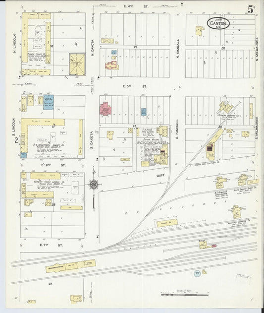 Sanborn Fire Insurance Map from Canton, Lincoln County, South Dakota (1911), Sheet #0005 - Historic Sanborn Fire Insurance Map Print, vintage old map wall art, antique decor, genealogy gift, South Dakota South Dakota map