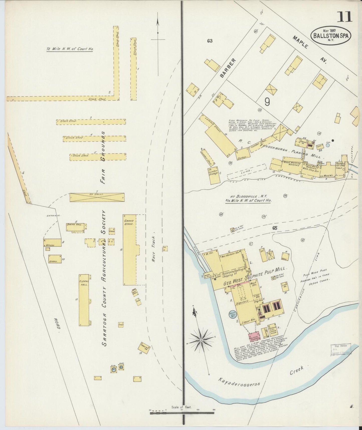 Sanborn Fire Insurance Map from Ballston Spa, Saratoga County, New York (1897), Sheet #0011 - Complete Map Set gallery image, historic Sanborn map, vintage wall art, New York New York