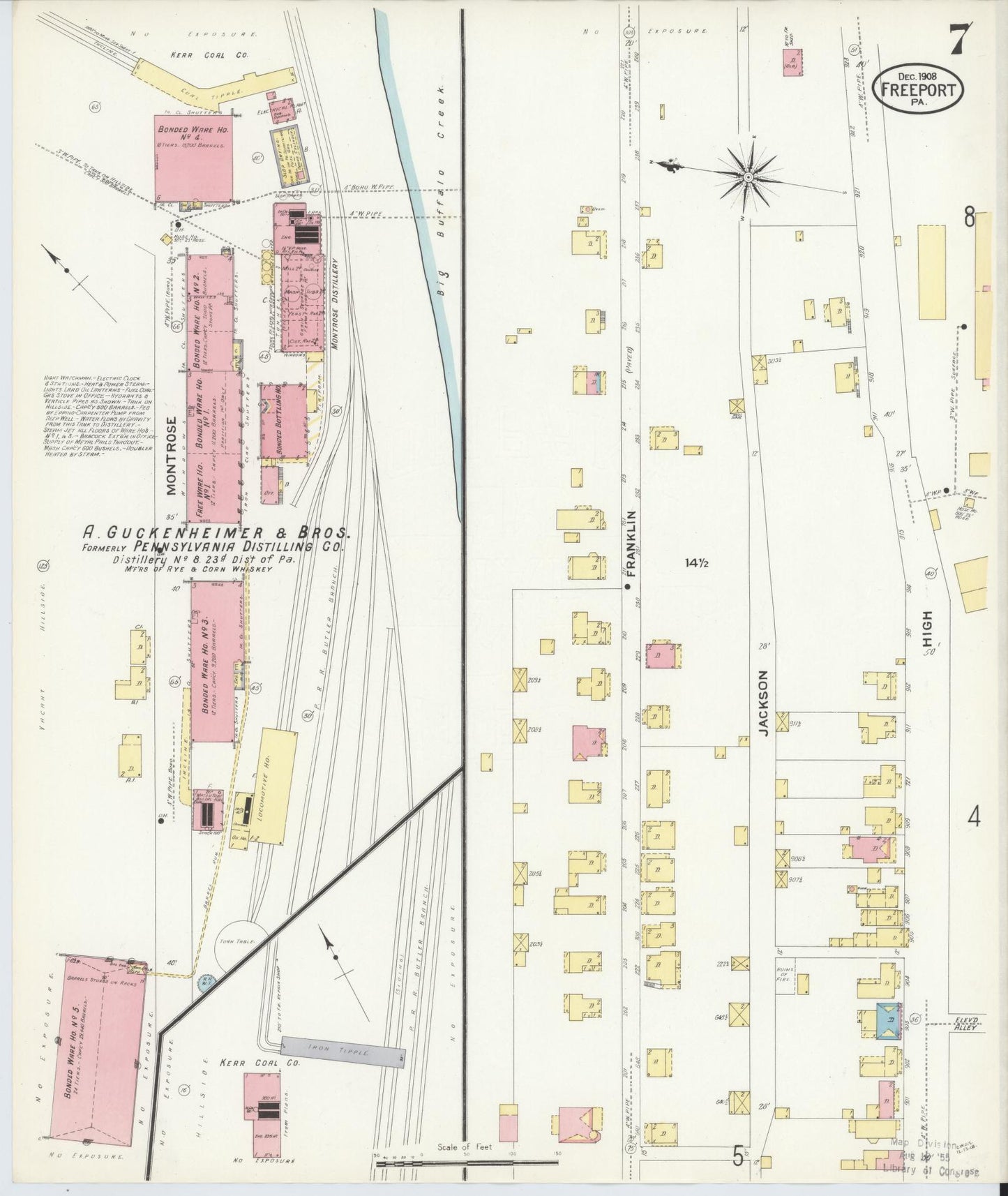 Sanborn Fire Insurance Map from Freeport, Armstrong County, Pennsylvania (1908), Sheet #0007 - Historic Sanborn Fire Insurance Map Print, vintage old map wall art, antique decor, genealogy gift, Pennsylvania Pennsylvania map