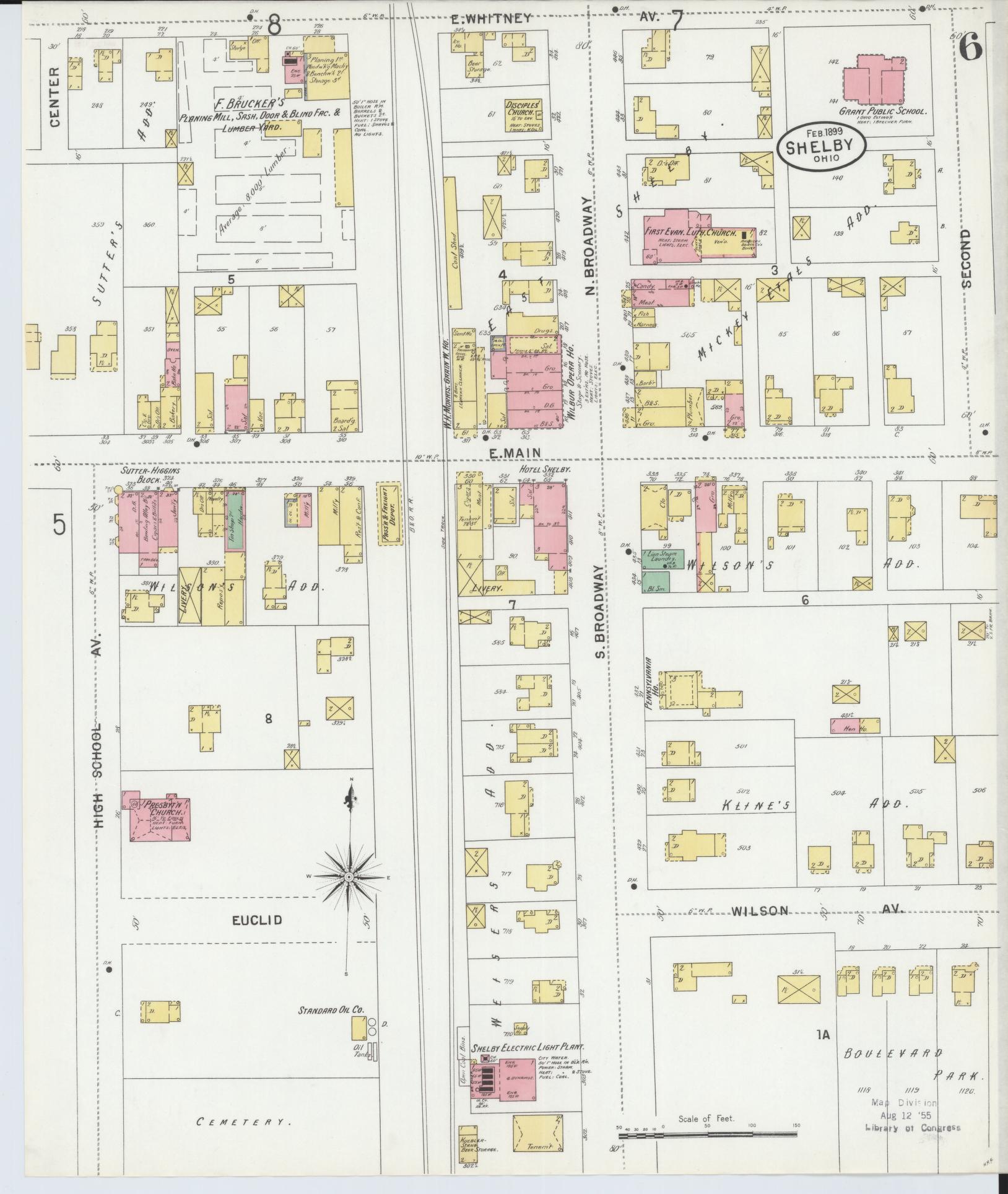Sanborn Fire Insurance Map from Shelby, Richland County, Ohio (1899), Sheet #0006 - Historic Sanborn Fire Insurance Map Print, vintage old map wall art, antique decor, genealogy gift, Ohio Ohio map