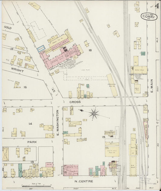 Sanborn Fire Insurance Map from Corry, Erie County, Pennsylvania (1886), Sheet #0004 - Historic Sanborn Fire Insurance Map Print, vintage old map wall art, antique decor, genealogy gift, Pennsylvania Pennsylvania map