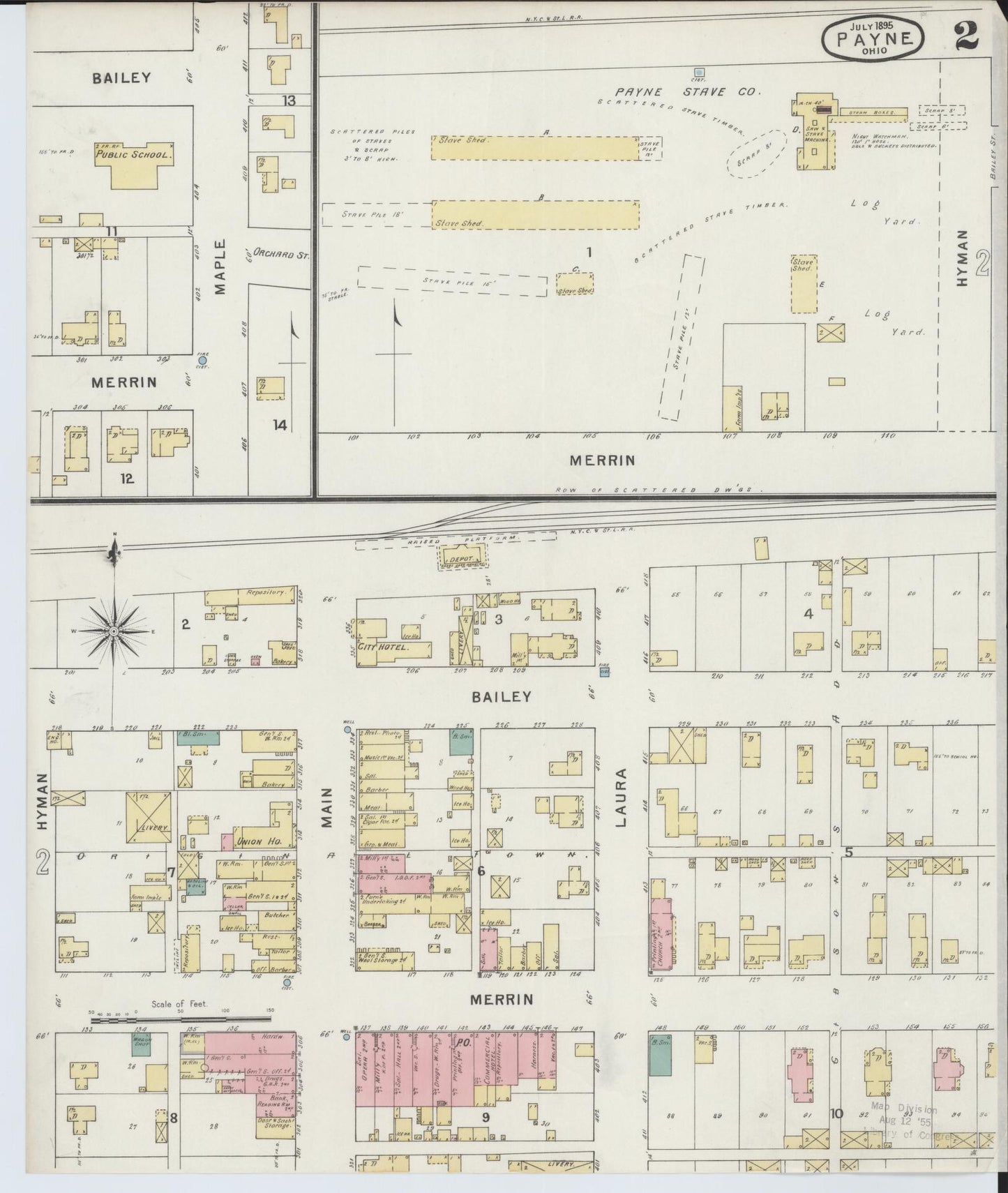 Sanborn Fire Insurance Map from Payne, Paulding County, Ohio (1895), Sheet #0002 - Historic Sanborn Fire Insurance Map Print, vintage old map wall art, antique decor, genealogy gift, Ohio Ohio map