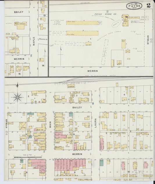 Sanborn Fire Insurance Map from Payne, Paulding County, Ohio (1895), Sheet #0002 - Historic Sanborn Fire Insurance Map Print, vintage old map wall art, antique decor, genealogy gift, Ohio Ohio map