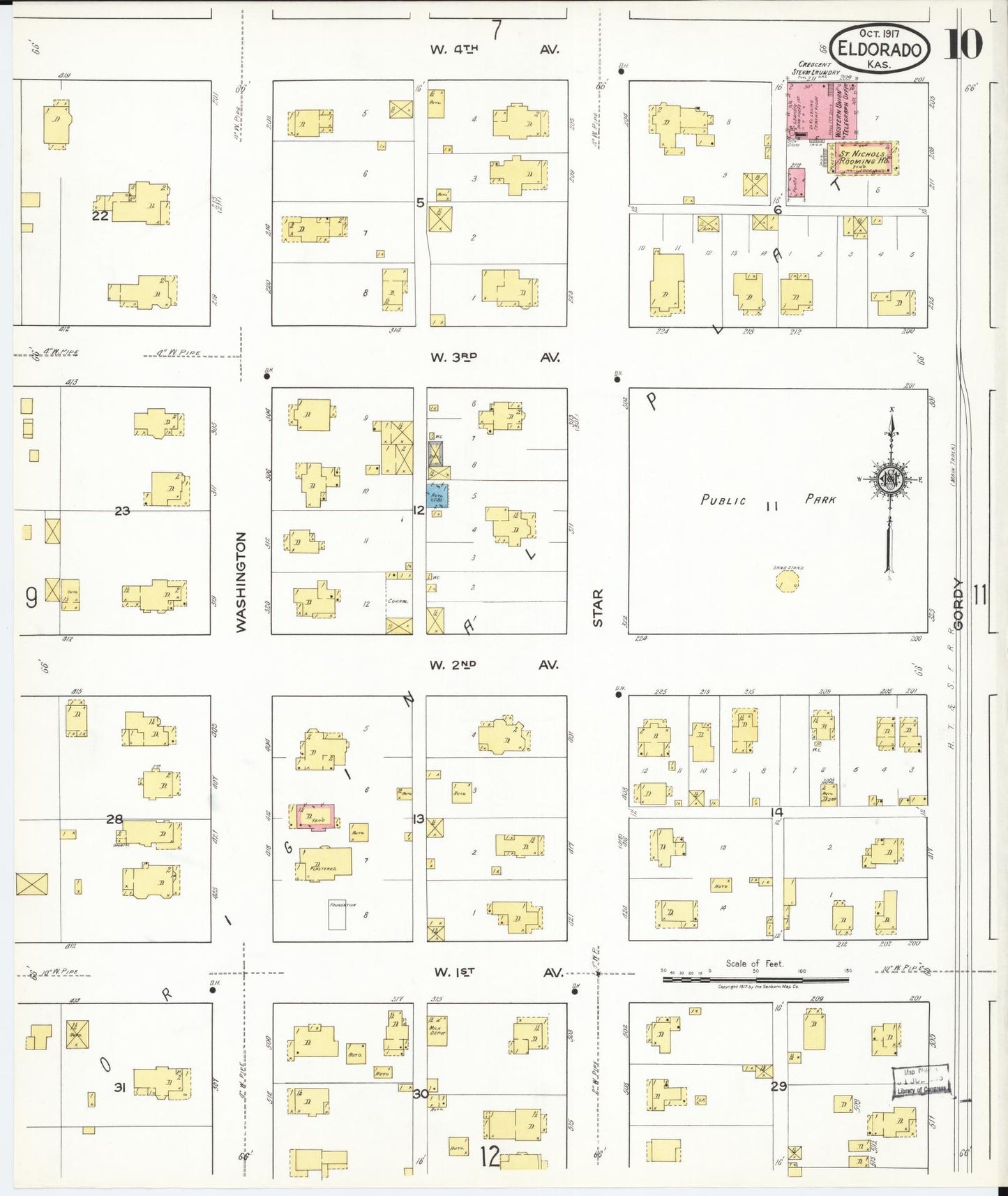 Sanborn Fire Insurance Map from El Dorado, Butler County, Kansas (1917), Sheet #0010 - Complete Map Set gallery image, historic Sanborn map, vintage wall art, Kansas Kansas