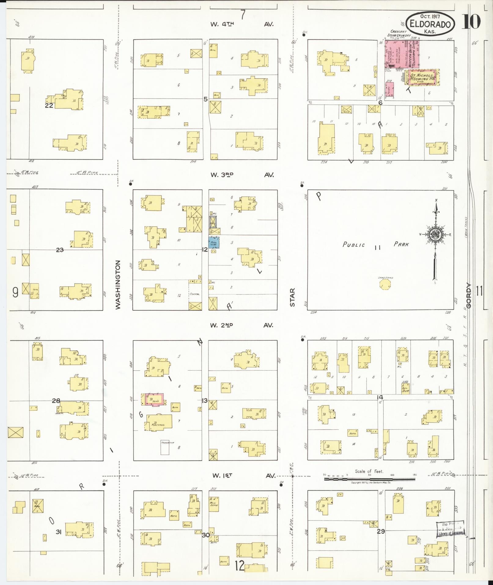 Sanborn Fire Insurance Map from El Dorado, Butler County, Kansas (1917), Sheet #0010 - Complete Map Set gallery image, historic Sanborn map, vintage wall art, Kansas Kansas
