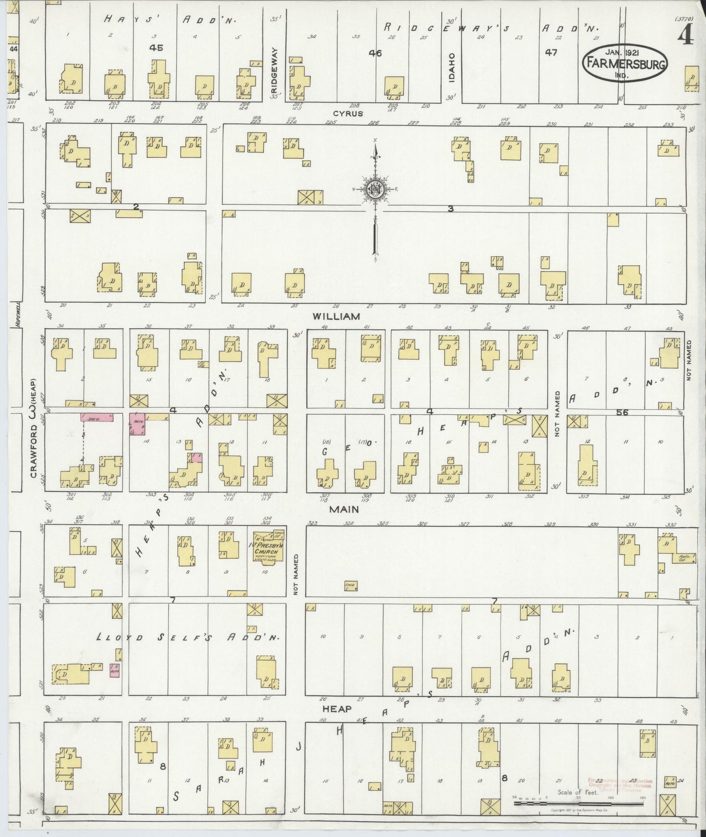 Sanborn Fire Insurance Map from Farmersburg, Sullivan County, Indiana (1921), Sheet #0004 - Complete Map Set gallery image, historic Sanborn map, vintage wall art, Indiana Indiana