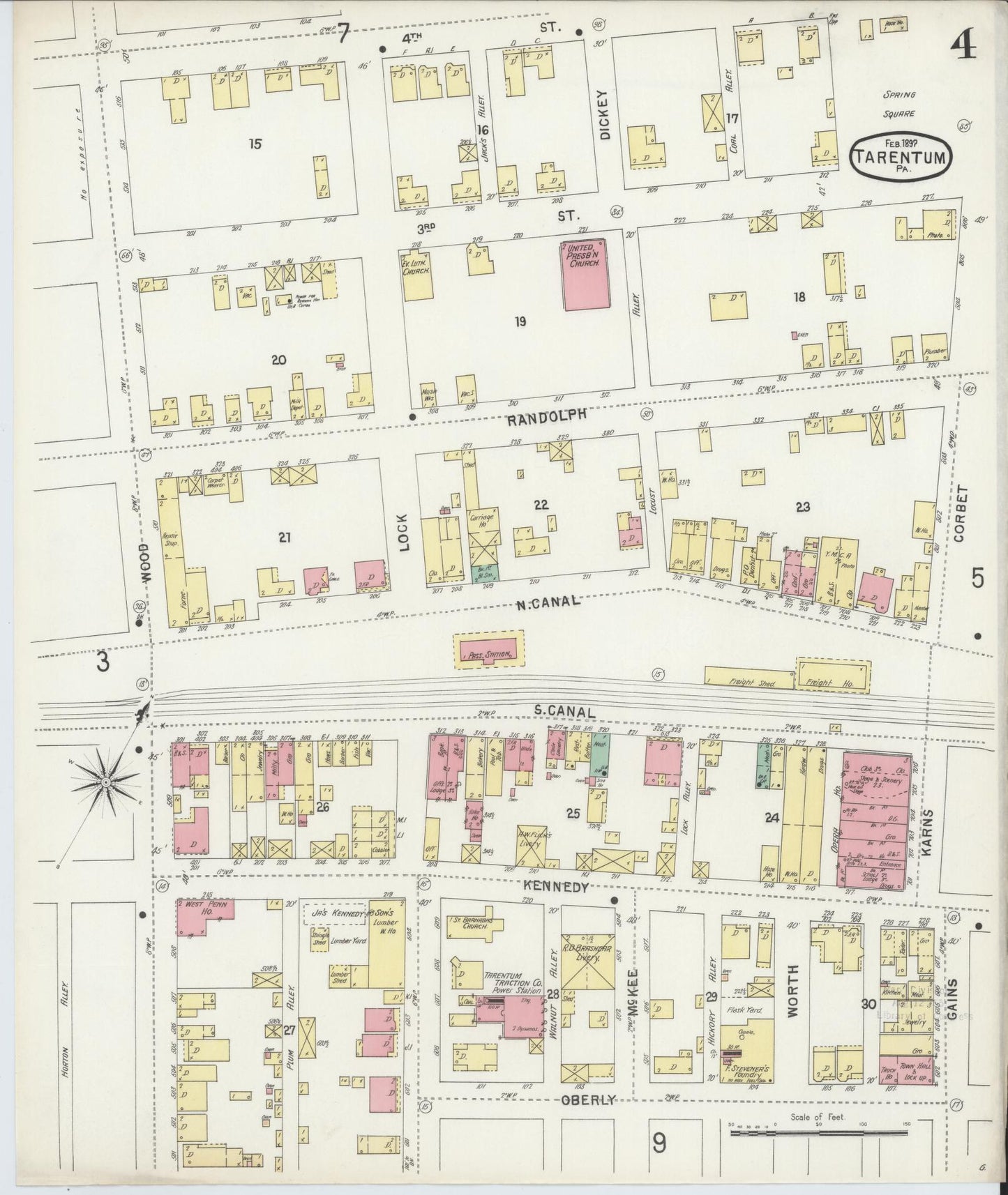 Sanborn Fire Insurance Map from Tarentum, Allegheny County, Pennsylvania (1897), Sheet #0004 - Historic Sanborn Fire Insurance Map Print, vintage old map wall art, antique decor, genealogy gift, Pennsylvania Pennsylvania map