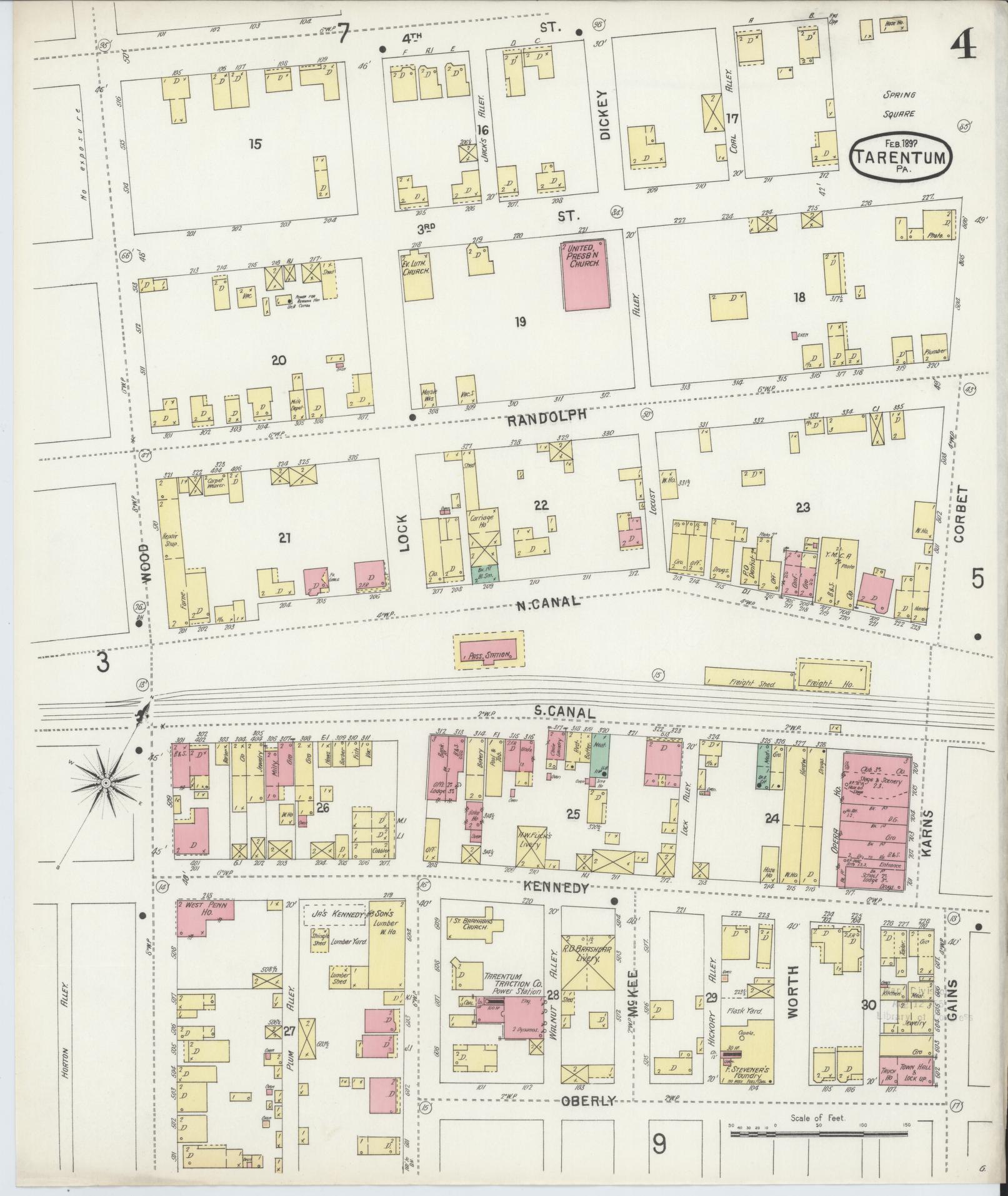 Sanborn Fire Insurance Map from Tarentum, Allegheny County, Pennsylvania (1897), Sheet #0004 - Historic Sanborn Fire Insurance Map Print, vintage old map wall art, antique decor, genealogy gift, Pennsylvania Pennsylvania map