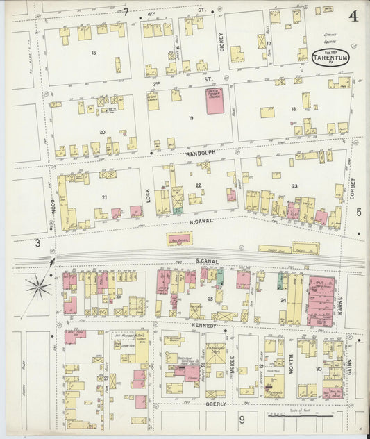 Sanborn Fire Insurance Map from Tarentum, Allegheny County, Pennsylvania (1897), Sheet #0004 - Historic Sanborn Fire Insurance Map Print, vintage old map wall art, antique decor, genealogy gift, Pennsylvania Pennsylvania map