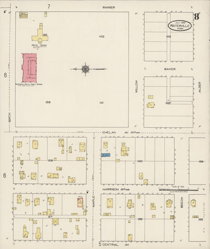 Sanborn Fire Insurance Map from Waterville, Douglas County, Washington (1922), Sheet #0008 - Complete Map Set gallery image, historic Sanborn map, vintage wall art, Washington Washington