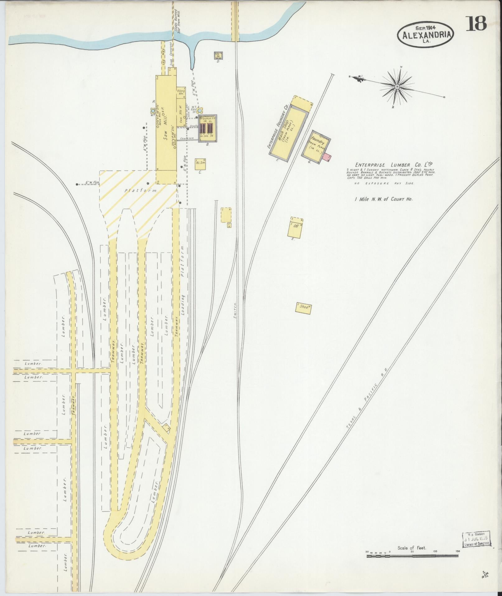 Sanborn Fire Insurance Map from Alexandria, Rapides Parish, Louisiana (1904), Sheet #0018 - Complete Map Set gallery image, historic Sanborn map, vintage wall art, Louisiana Louisiana