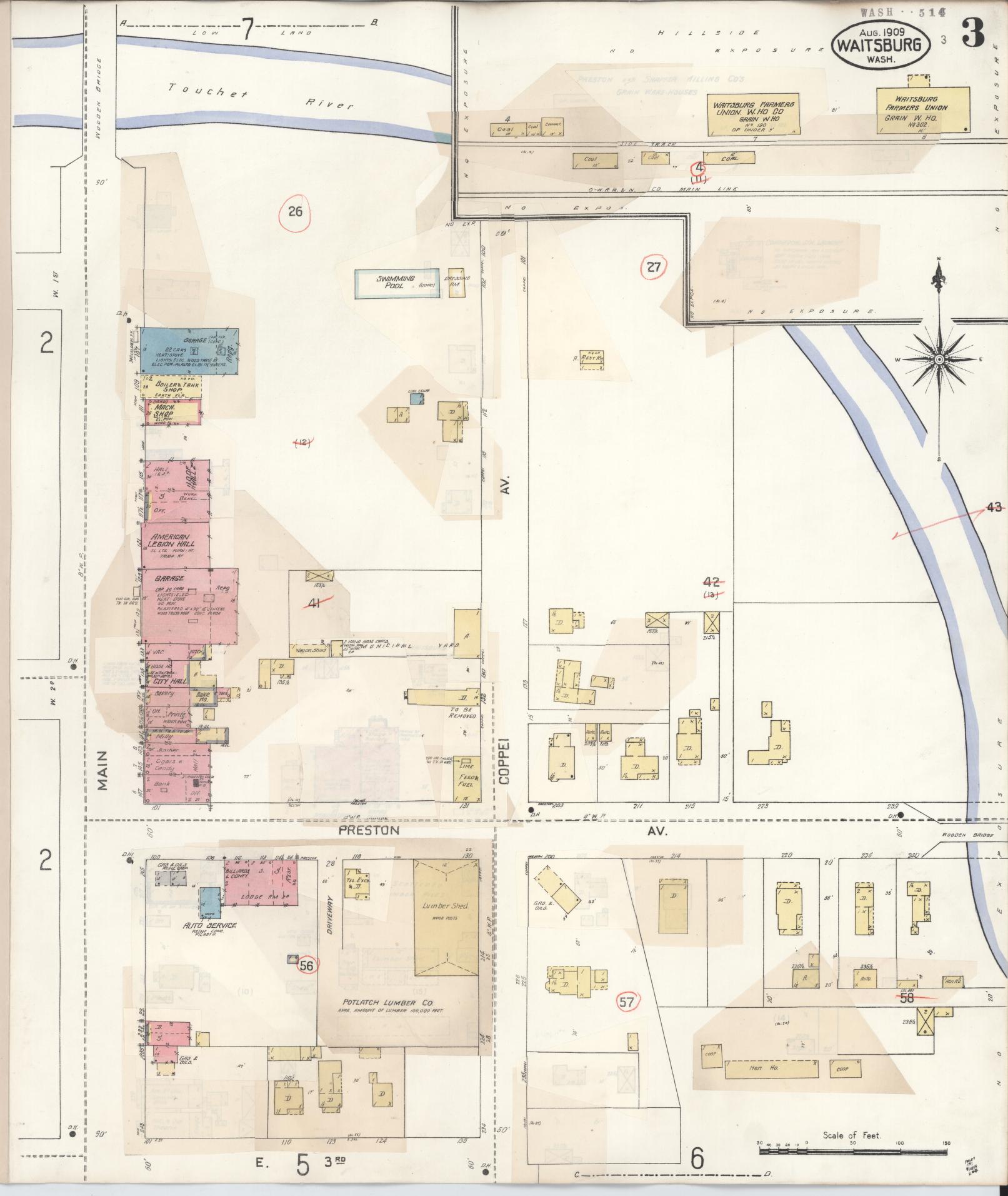 Sanborn Fire Insurance Map from Waitsburg, Walla Walla County, Washington (1933), Sheet #0003 - Complete Map Set gallery image, historic Sanborn map, vintage wall art, Washington Washington