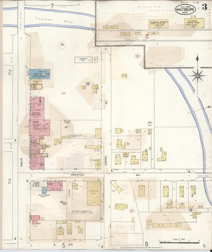 Sanborn Fire Insurance Map from Waitsburg, Walla Walla County, Washington (1933), Sheet #0003 - Complete Map Set gallery image, historic Sanborn map, vintage wall art, Washington Washington
