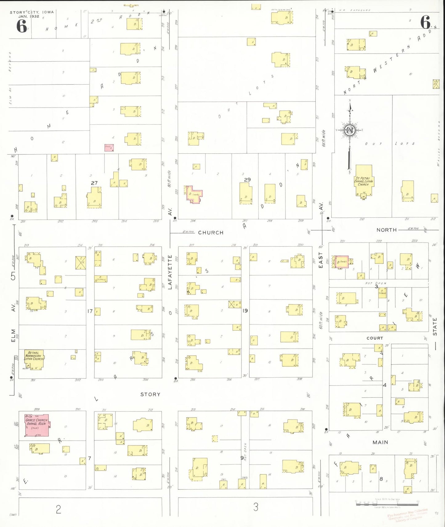 Sanborn Fire Insurance Map from Story City, Story County, Iowa (1932), Sheet #0006 - Historic Sanborn Fire Insurance Map Print, vintage old map wall art