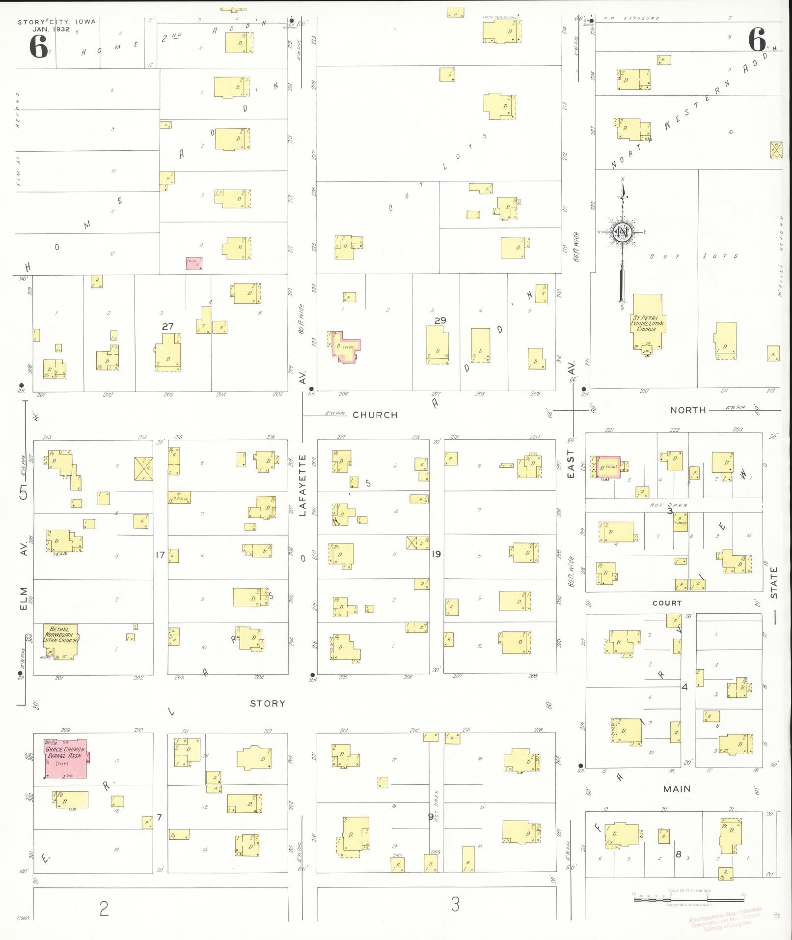 Sanborn Fire Insurance Map from Story City, Story County, Iowa (1932), Sheet #0006 - Historic Sanborn Fire Insurance Map Print, vintage old map wall art