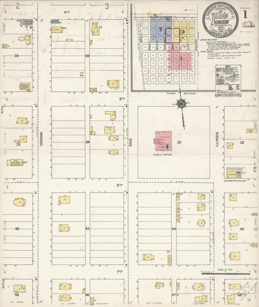 Sanborn Fire Insurance Map from Chinook, Blaine County, Montana (1910), Sheet #0001 - Complete Map Set gallery image, historic Sanborn map, vintage wall art, Montana Montana