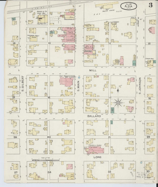 Sanborn Fire Insurance Map from Ada, Hardin County, Ohio (1892), Sheet #0003 - Historic Sanborn Fire Insurance Map Print, vintage old map wall art, antique decor, genealogy gift, Ohio Ohio map