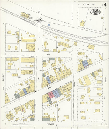 Sanborn Fire Insurance Map from Monroe, Snohomish County, Washington (1908), Sheet #0004 - Complete Map Set gallery image, historic Sanborn map, vintage wall art, Washington Washington