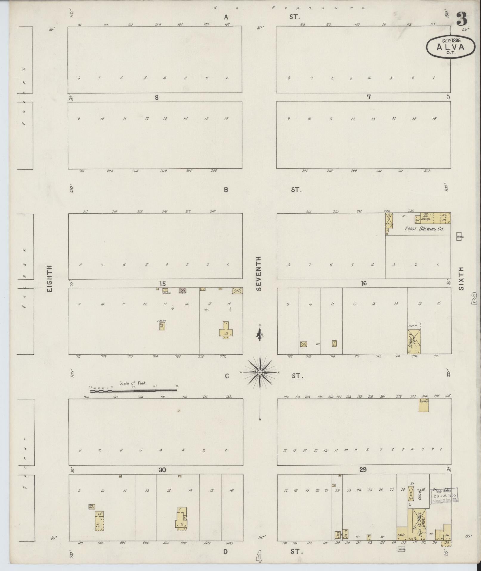 Sanborn Fire Insurance Map from Alva, Woods County, Oklahoma (1895), Sheet #0003 - Historic Sanborn Fire Insurance Map Print, vintage old map wall art, antique decor, genealogy gift, Oklahoma Oklahoma map