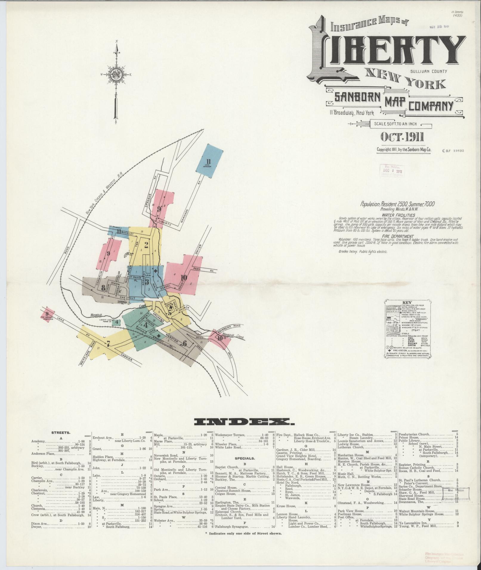 Sanborn Fire Insurance Map from Liberty, Sullivan County, New York. (1911) – Historic Sanborn Fire Insurance Map Print
