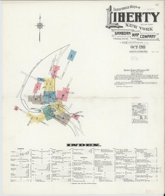 Sanborn Fire Insurance Map from Liberty, Sullivan County, New York. (1911) – Historic Sanborn Fire Insurance Map Print