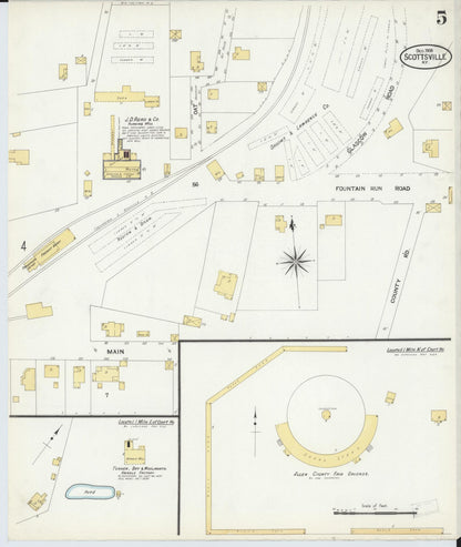 Sanborn Fire Insurance Map from Scottsville, Allen County, Kentucky (1908), Sheet #0005 - Complete Map Set gallery image, historic Sanborn map, vintage wall art, Kentucky Kentucky