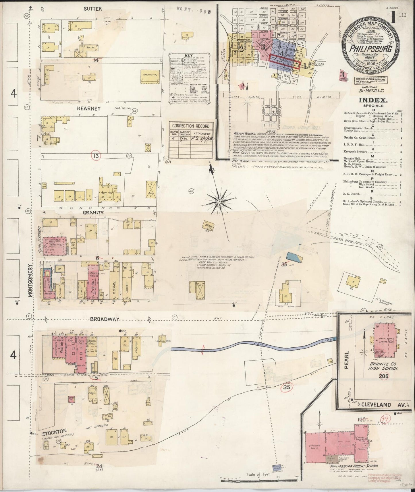 Sanborn Fire Insurance Map from Philipsburg, Granite County, Montana (1932), Sheet #0001 - Complete Map Set gallery image, historic Sanborn map, vintage wall art, Montana Montana
