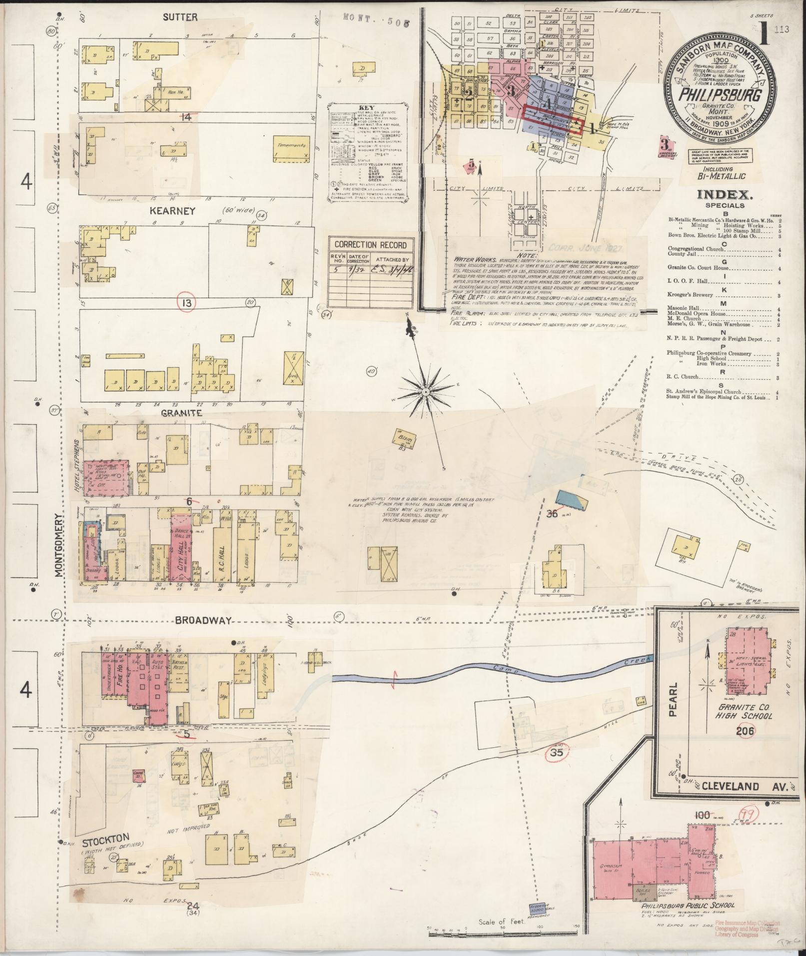 Sanborn Fire Insurance Map from Philipsburg, Granite County, Montana (1932), Sheet #0001 - Complete Map Set gallery image, historic Sanborn map, vintage wall art, Montana Montana