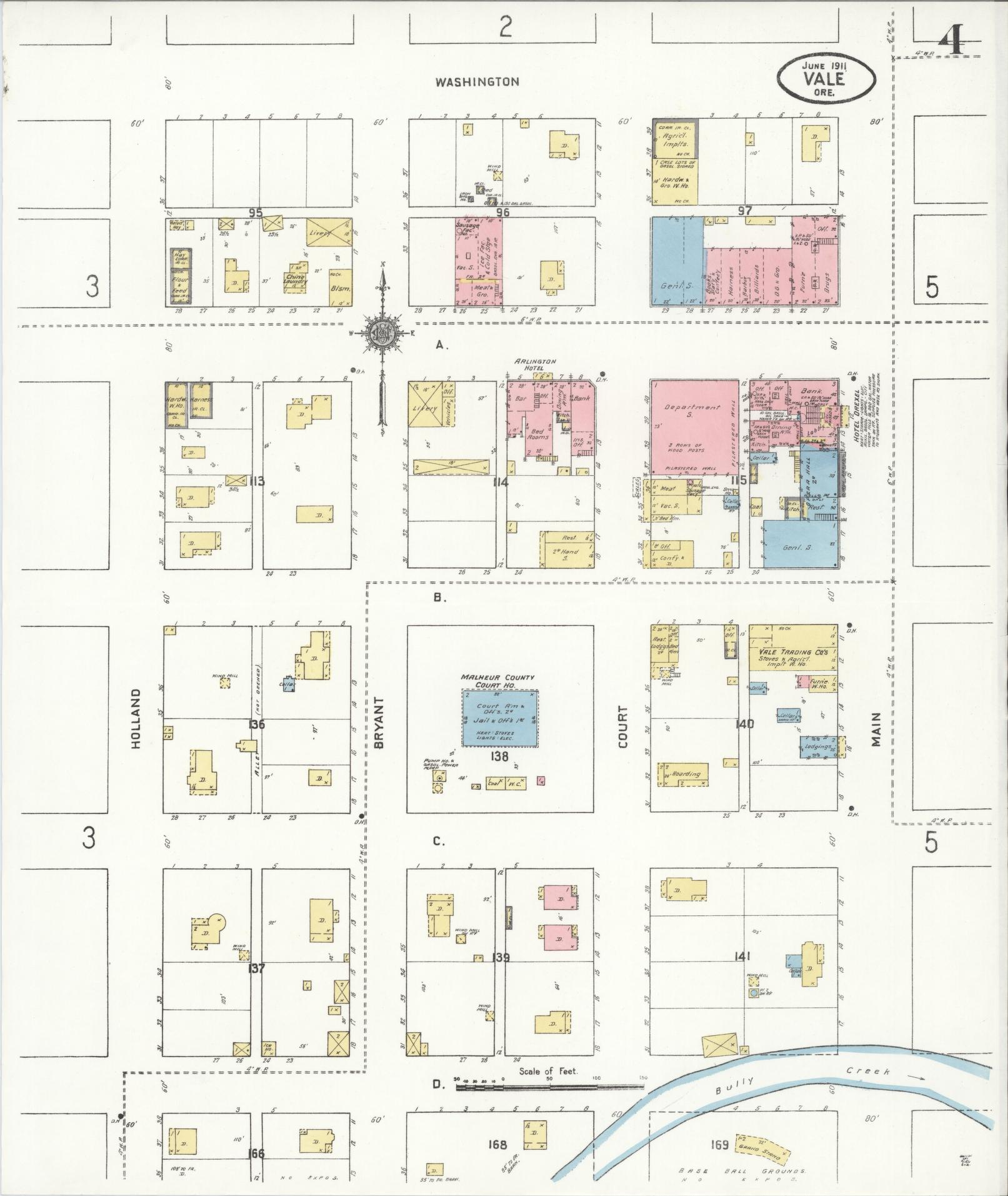 Sanborn Fire Insurance Map from Vale, Malheur County, Oregon (1911), Sheet #0004 - Complete Map Set gallery image, historic Sanborn map, vintage wall art, Oregon Oregon