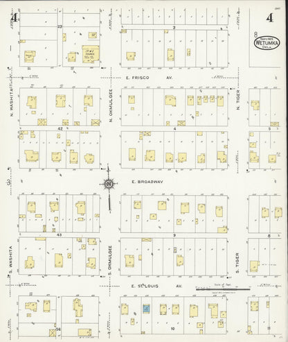 Sanborn Fire Insurance Map from Wetumka, Hughes County, Oklahoma (1925), Sheet #0004 - Complete Map Set gallery image, historic Sanborn map, vintage wall art, Oklahoma Oklahoma