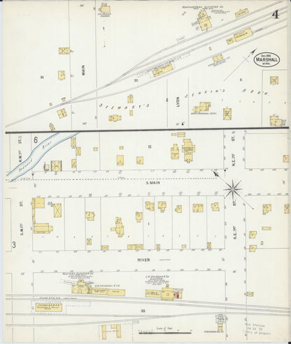 Sanborn Fire Insurance Map from Marshall, Lyon County, Minnesota (1902), Sheet #0004 - Historic Sanborn Fire Insurance Map Print, vintage old map wall art, antique decor, genealogy gift, Minnesota Minnesota map